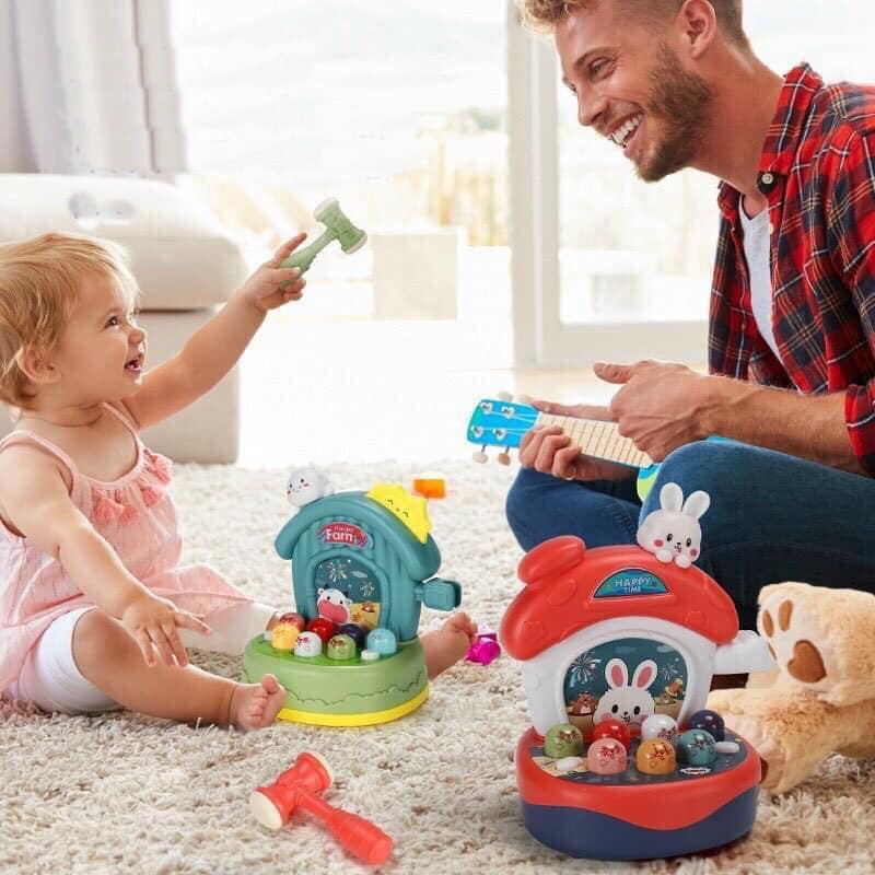 Bộ Đồ Chơi Đập Chuột Phát Nhạc Cho Trẻ em Bộ Chuột Hamster Cho Bé Có Đèn Giao Màu Ngẫu Nhiên