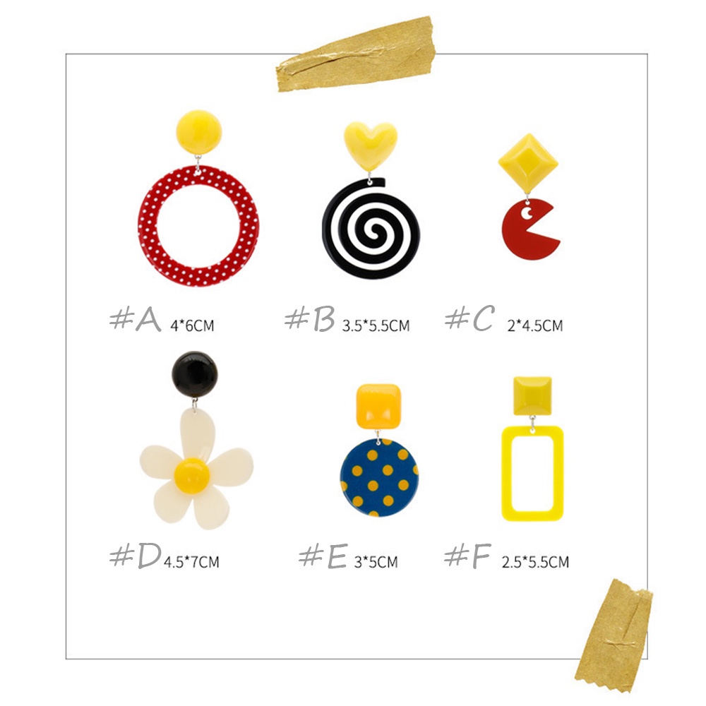 Khuyên tai nhựa acrylic dáng dài đong đưa thời trang Vintage dành cho nữ