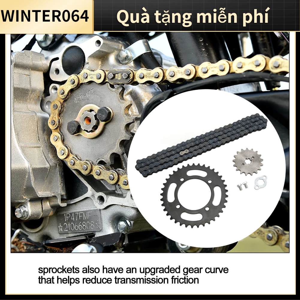 420 Xích 155mm 37T Phía trước 17T Nhông sau Phổ biến cho Xe đạp mini 50cc đến 125cc Bụi bẩn ATV Go Kart Winter064