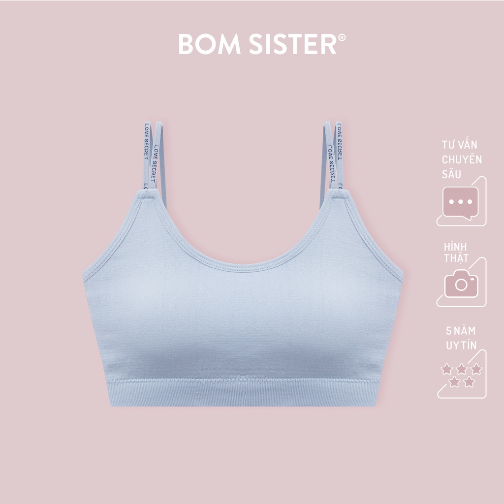 Áo lót thể thao không gọng cotton màu trơn dây vai viền chữ nâng ngực tự nhiên BOM SISTER BRS01 | BigBuy360 - bigbuy360.vn