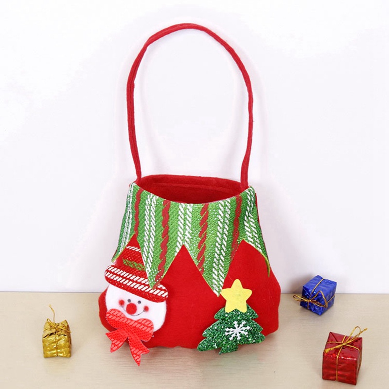 Túi Tote Đựng Kẹo Giáng Sinh Bằng Vải Không Dệt Hình Ông Già Noel Người Tuyết Tuần Lộc Sáng Tạo Cho Trẻ Em