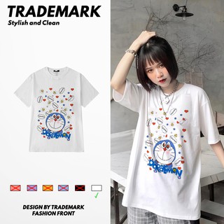 Áo Thun Unisex Tay Lỡ Doraemon Version 2, áo phông nam nữ trắng basic