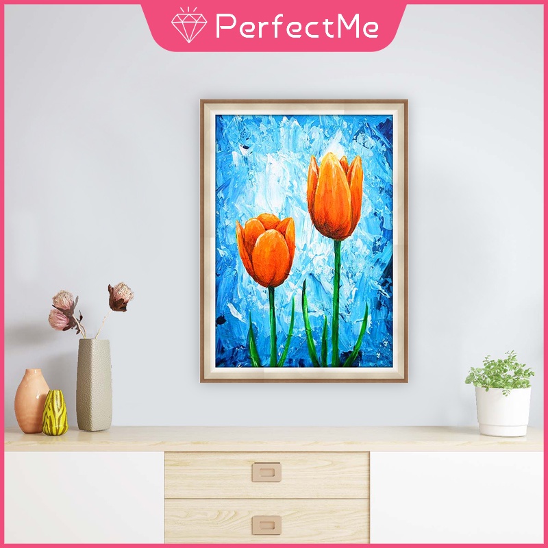 Bộ Tranh Đính Đá 5D Tự Làm Kích Thước 30x40cm Hình Hoa Trang Trí Nhà Cửa