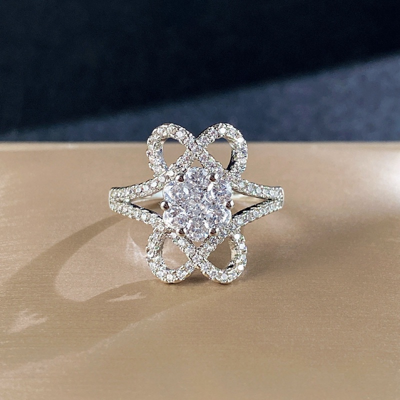 Nhẫn Bạc 925 Hình Hoa Đính Đá Zircon Sáng Tạo Mới