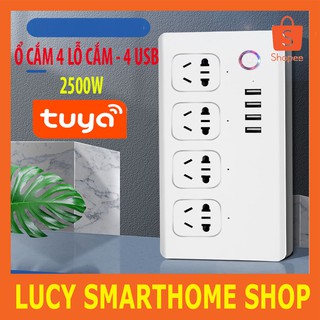 Ổ CẮM 4 LỖ - 4 USB WIFI dùng App Tuya smart/Smartlife - HẸN GIỜ ON/OFF ĐÈN THUỶ SINH , VAN ĐIỆN CO2 - điều khiển từ xa