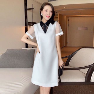 Đầm suông tay lưới cổ viền hạt - A7265