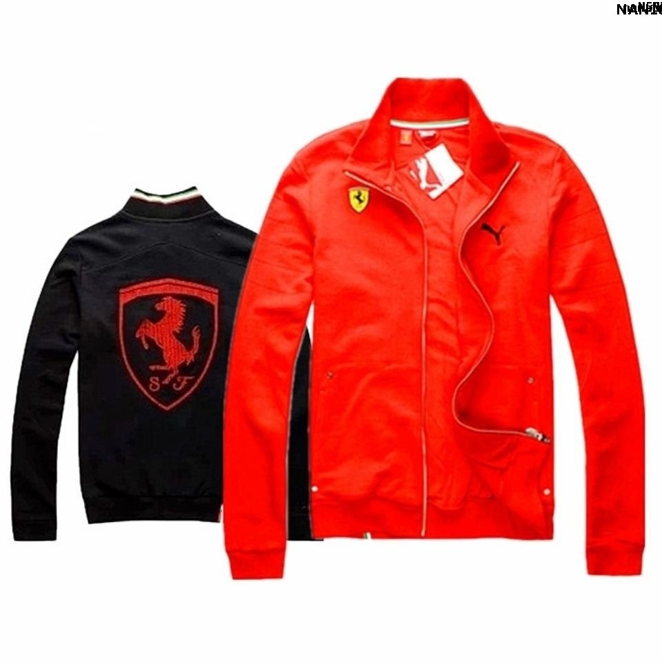 Áo Khoác Thể Thao Dệt Kim Dáng Dài Cổ Đứng In Logo Ferrari Thời Trang Thu Đông Cho Nam