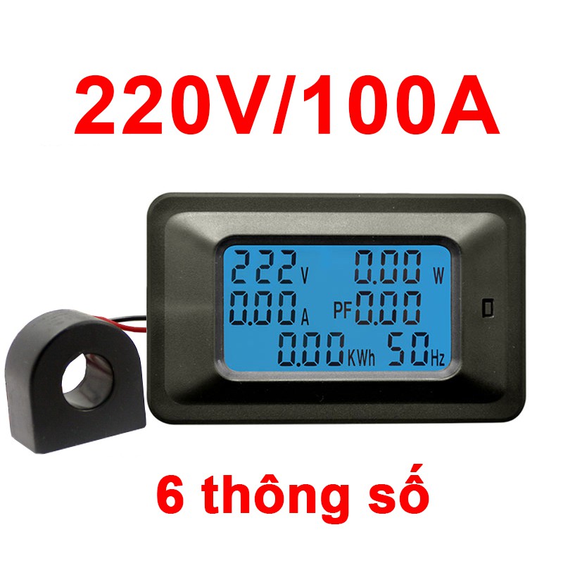 Công tơ điện tử 100A 6 thông số  AC P06S-100A/20A 110~250VAC 22kW ,Đo Công Suất, Điện Áp, Cường Độ Dòng Điện