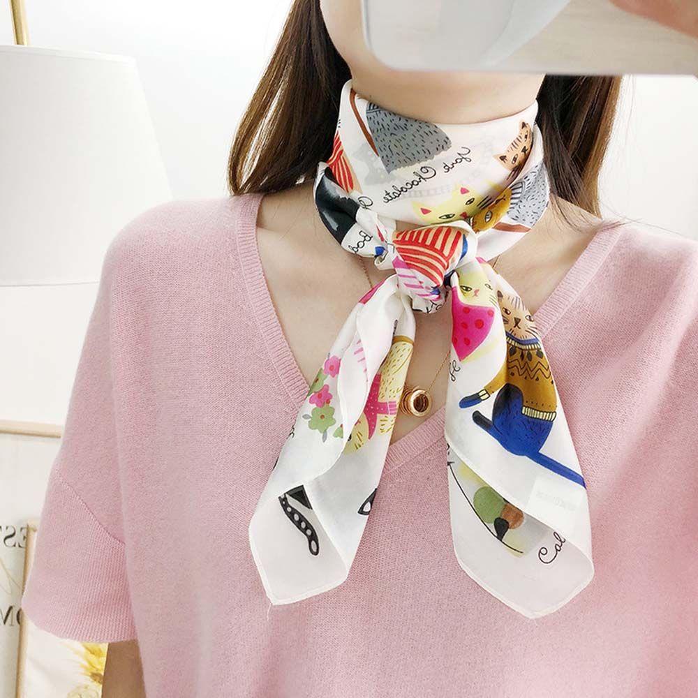Khăn Choàng Cổ In Họa Tiết Mèo Thời Trang Thanh Lịch Dành Cho Nữ