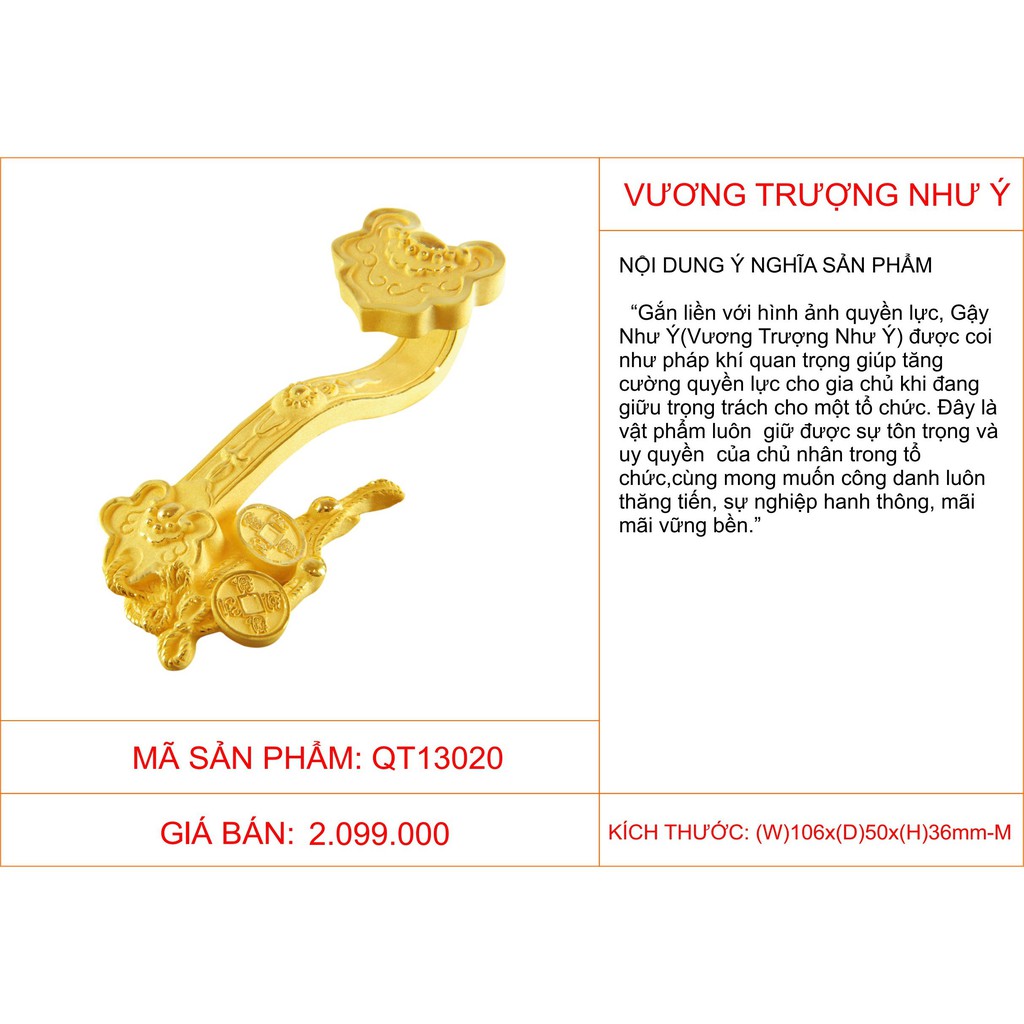 Quà tặng phong thủy mạ vàng Vương Trượng Như Ý DOJI QT13020 mang lại sự nghiệp hanh thông, công danh thăng tiến