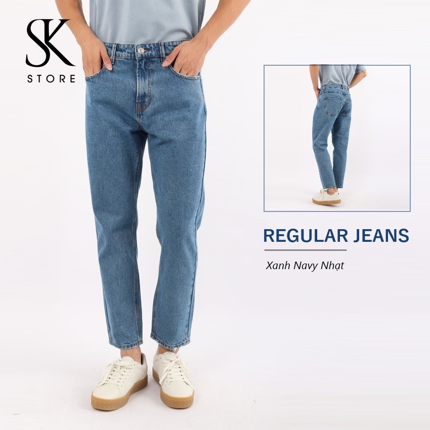 [Mã SRBACK010912 hoàn 20K xu đơn 50K] Quần Jeans Nam SK Korea Dáng Regular Màu Xanh Navy Ống Suông MPTN-20009 | BigBuy360 - bigbuy360.vn