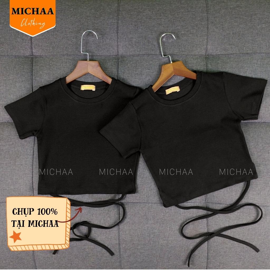 Áo Croptop Kiểu Nữ DÂY QUẤN BỤNG Tay Ngắn Sexy Ôm Body - MICHAA