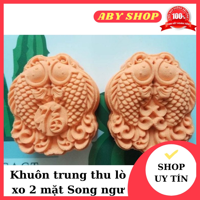 Khuôn trung thu lò xo 2 mặt Song ngư ⚡ CAO CẤP ⚡ khuôn trung thu 1 bộ gồm 2 mặt kèm cây nhấn lò xo