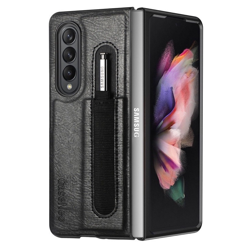 Ốp lưng da có ngăn gài bút cho Samsung Z Fold 3 5G cao cấp sang trọng