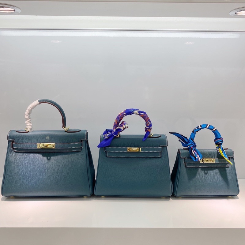 Túi xách nữ thương hiệu thời trang cao cấp Hermes HM Kelly bản có 2 size khoá vàng chất liệu da thật nhập khẩu