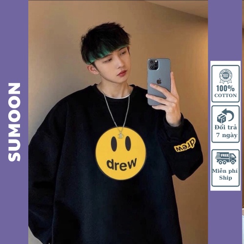 Áo sweater nỉ, Áo sweater  drew nam nữ form rộng dài tay unisex nam nữ  Nỉ Bông