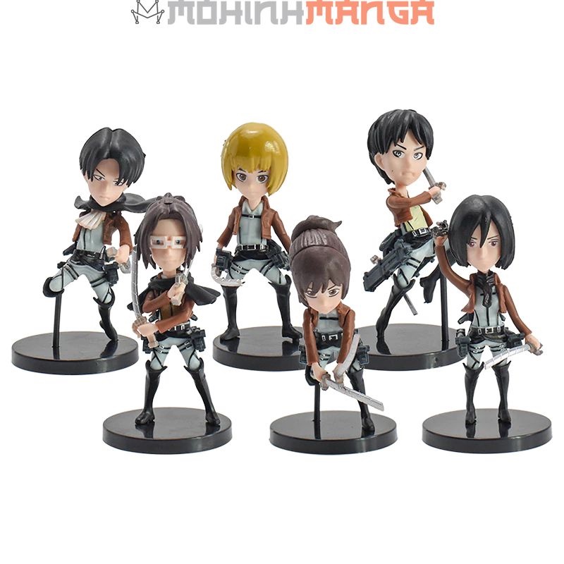 Mô hình chibi 6 nhân vật Attack on titan Đại chiến titan Levi Jean Historia Annie Sasha Armin Erwin Eren Yeager Mikasa