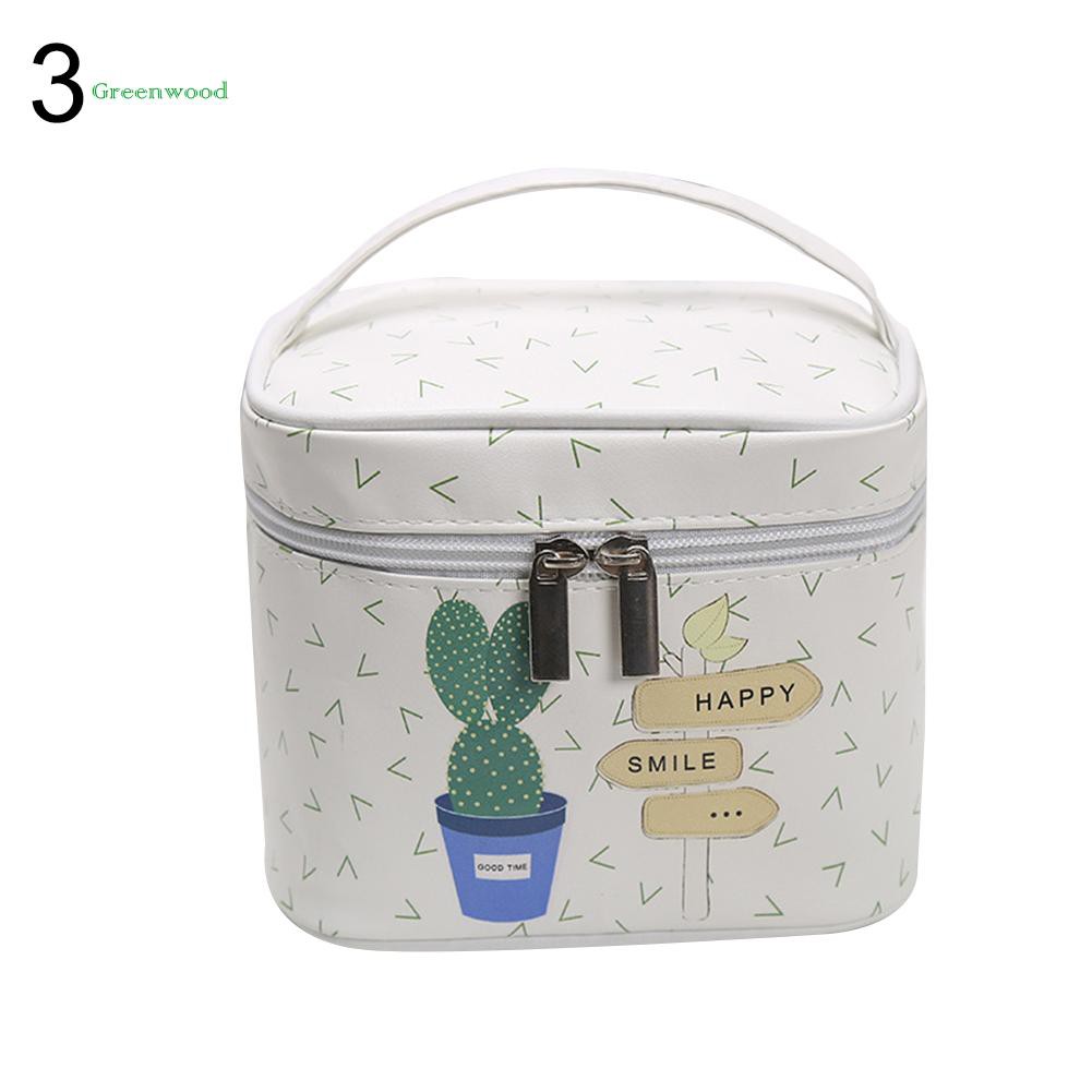 Green❤ Women Stripe Dot Cactus Cosmetic Storage Bag Travel Makeup Organizer Pouch Tote