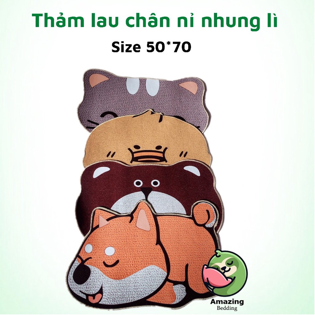 Thảm chùi chân, lau chân nỉ nhung lì thấm hút tốt size 50-70cm