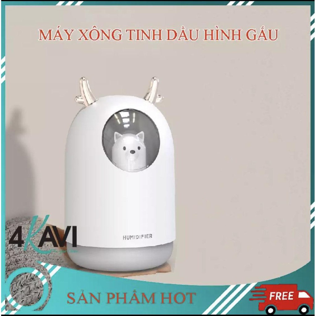 [FREESHIP] Máy Phun Sương Tạo Ẩm Có Đèn Led Hình Gấu Dễ Thương