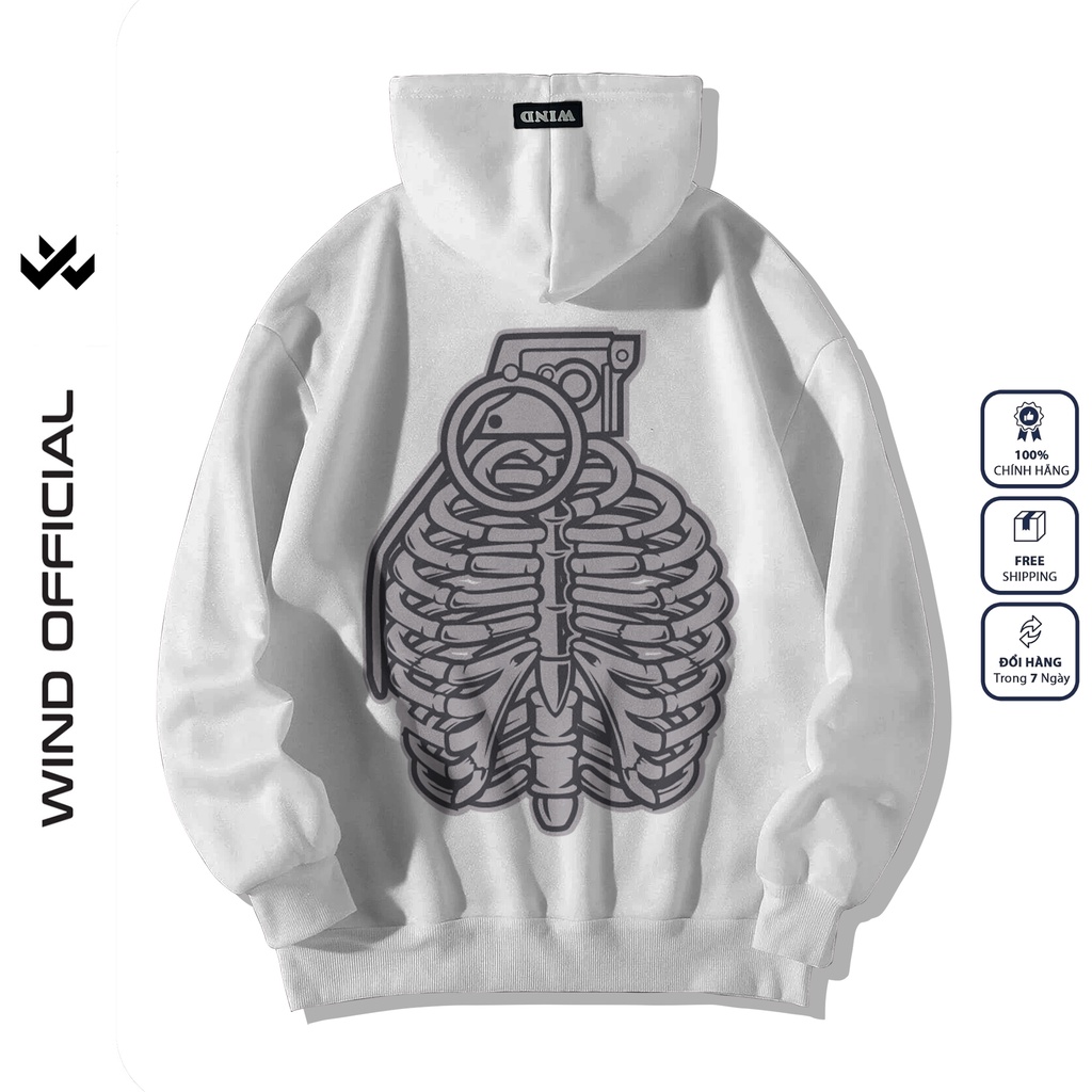 Áo hoodie unisex form rộng WIND bản Premium nỉ ngoại GRENADE nam nữ oversize ulzzang