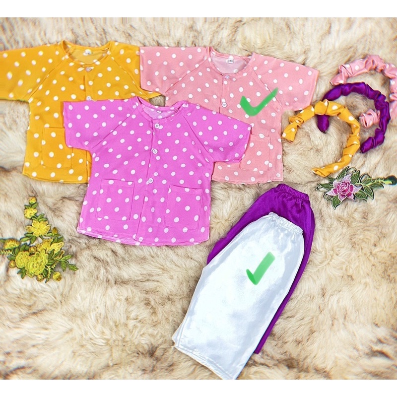 Bà Ba Lụa Cho Bé, Bà Ba Chấm Bi Bé Gái 3 Màu