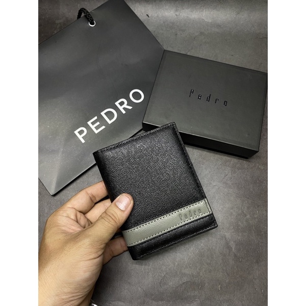 Ví đứng pedro da bò có ngăn ảnh full box kèm túi giấy hãng