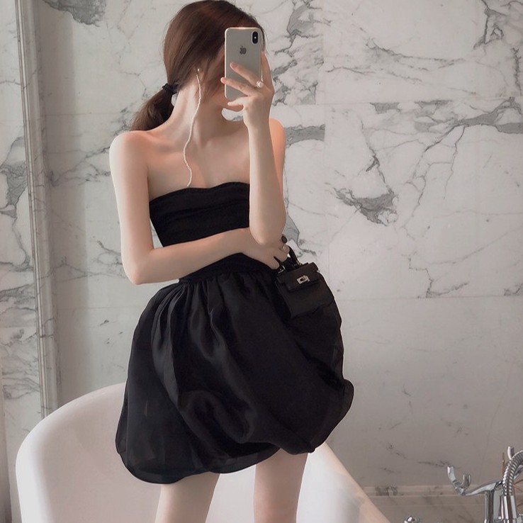 Váy Cúp Ngực Tùng Phồng LSEOUL V1068 Chất Voan Ngọt Ngào Nữ Tính