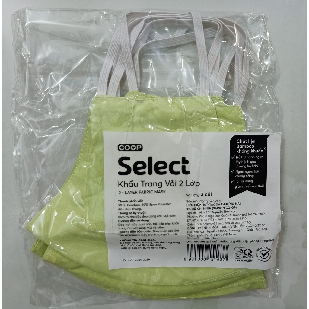Combo 3 Cái Khẩu Trang Vải Kháng Khuẩn Coop Select.