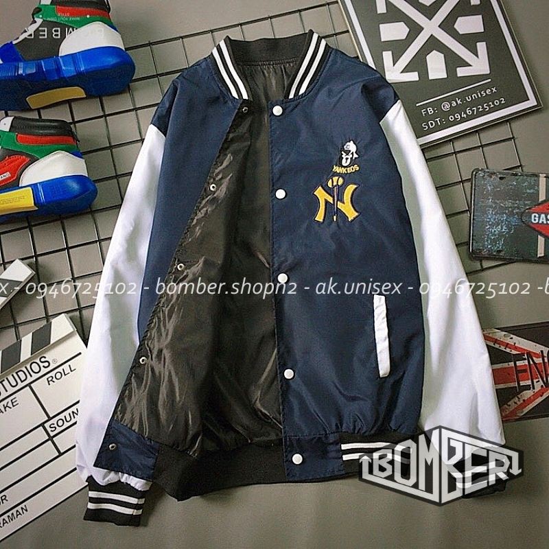 [Ảnh + Video thật] Áo khoác bomber thiết kế Unisex style bóng chày