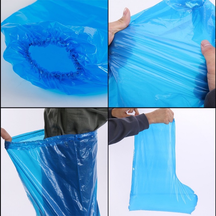 Bọc giày đi mưa cổ cao kèm dây cố định chống thấm nước- Ủng đi mưa chất liệu chống thám bảo vệ giày dép Br 01660