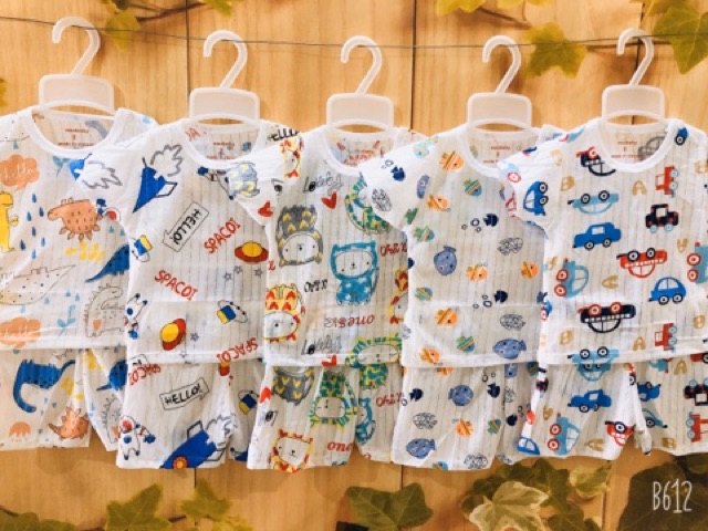 Bộ Cotton giấy cài vai cho bé mềm mát cho bé QATE39