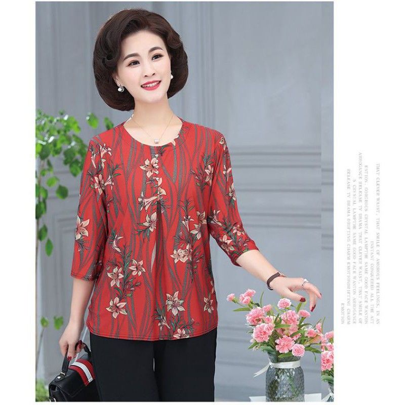 Áo kiểu nữ trung niên -áo sơ mi tay ngắn cho bà cho mẹ