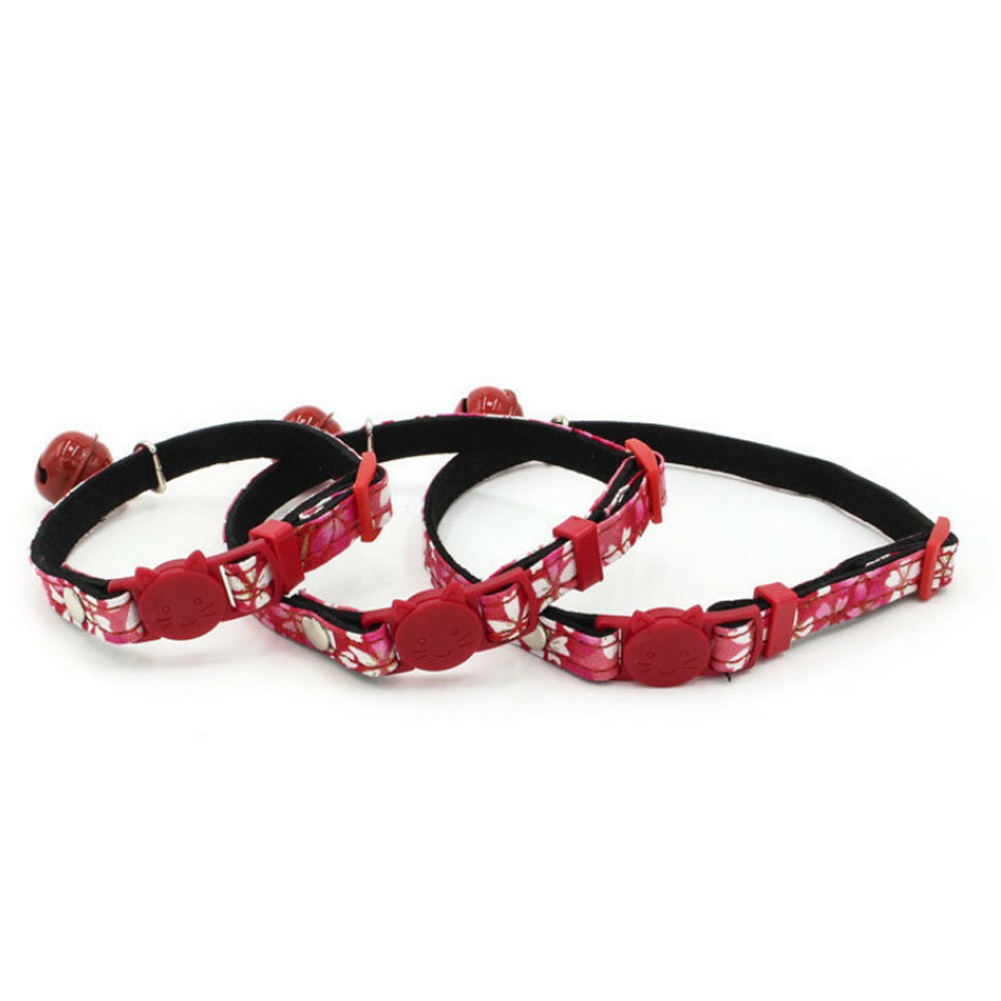 Vòng cổ gắn chuông có khóa an toàn in hoa cho mèo