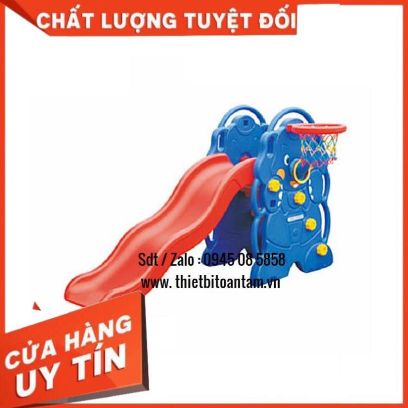 hàng chất lượng -  Cầu trượt con voi trong nhà có bóng rổ cho bé vui chơi PP cao cấp