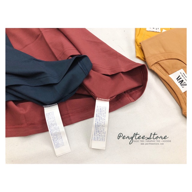 Áo thun trơn Zara Basic Compact form nam nữ cotton 4 chiều co dãn |𝑷𝑬𝑹𝑭𝑻𝑬𝑬|