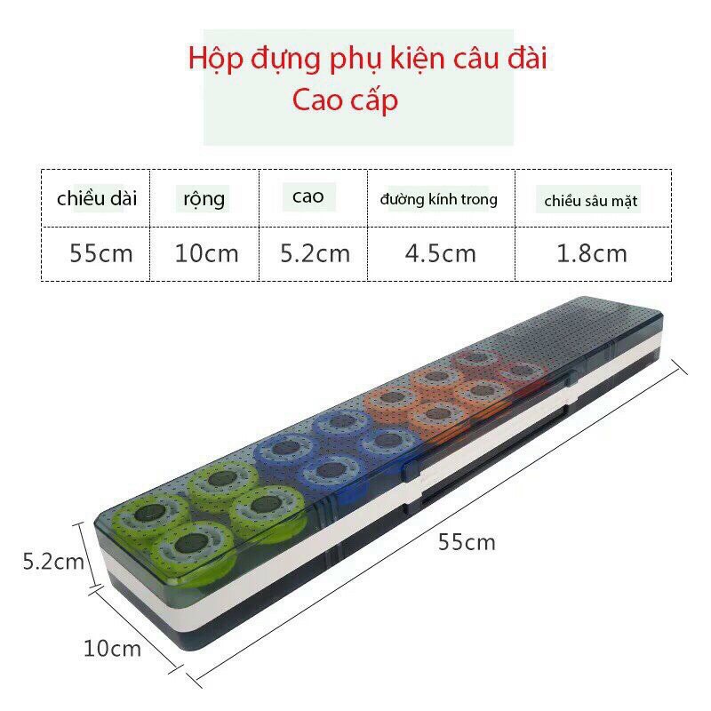 Hộp đựng phao câu cá_Hộp phao câu đài 3 ngăn cao cấp đa năng_Dài 55cm