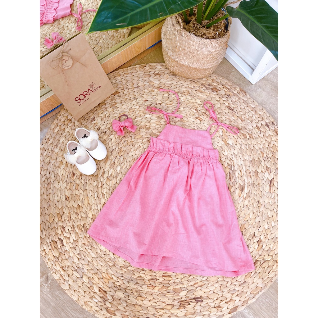 Đầm 2 Dây Đan Chéo Họa Tiết Nhiều Màu Sắc Cho Bé Gái 9kg-46kg SoraChan - M106,M107,M108,M109