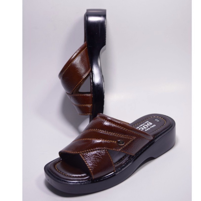 Dép Nam Quai Ngang Trung Niên Da Bò Cao Cấp