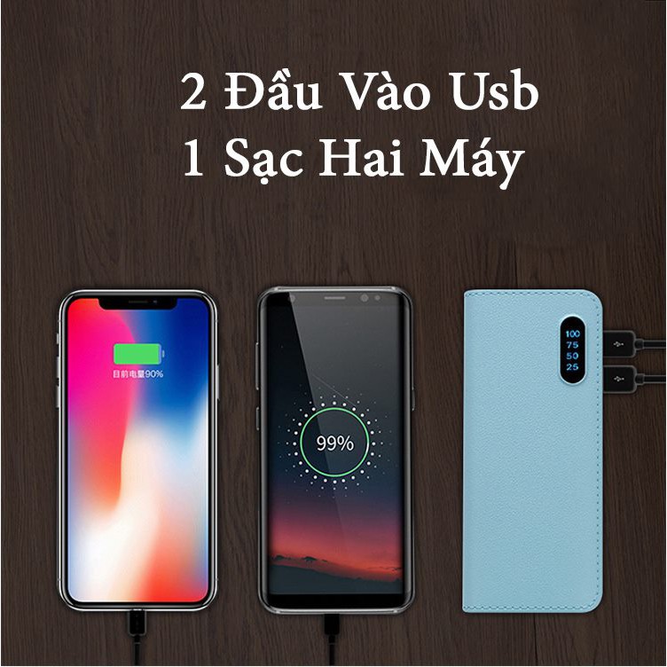  [Bảo Hành Chất Lượng] Sạc dự phòng bề mặt da siêu đẹp sạc nhanh an toàn Pin Sac Du Phong Dung Lượng 10000 mAh  PB1990