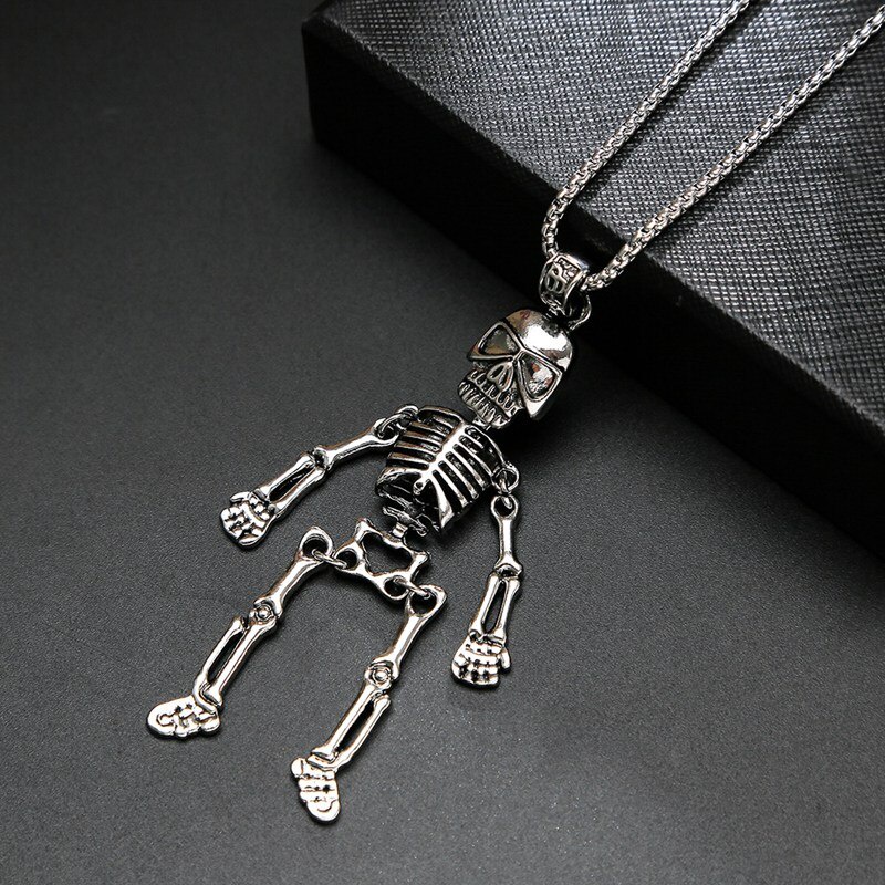 Vòng cổ kim loại mặt hình bộ xương phong cách hiphop cổ điển độc đáo WC089