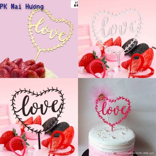 Phụ Kiện Trang Trí Bánh Sinh Nhật Bánh Kem - COMBO 10 thẻ Meka LOVE XƯƠNG cắm bánh