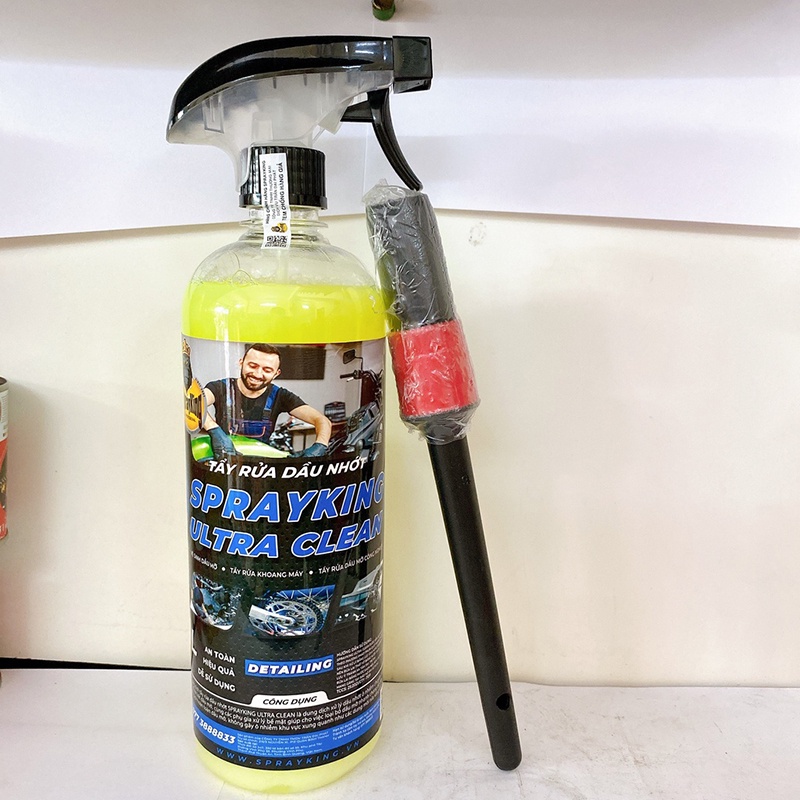 [TẶNG chổi cọ lốc máy] dung dịch tẩy rửa dầu nhớt 1 chạm sprayking 1 lít