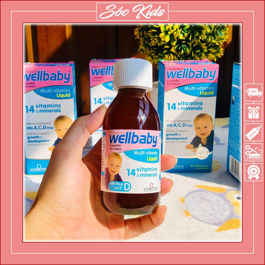 [DATE 2023] Vitamin Tổng Hợp WellBaby Multi Vitamin Liquid - CHUẨN ANH | MẪU MỚI | CHAI 150ML | SÓC KIDS