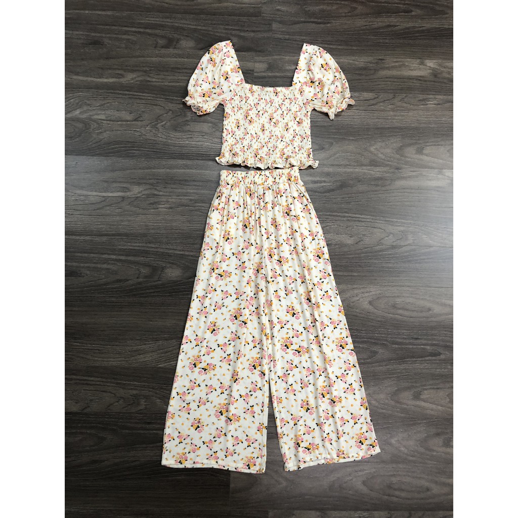 Set bộ F21 croptop quần ống rộng