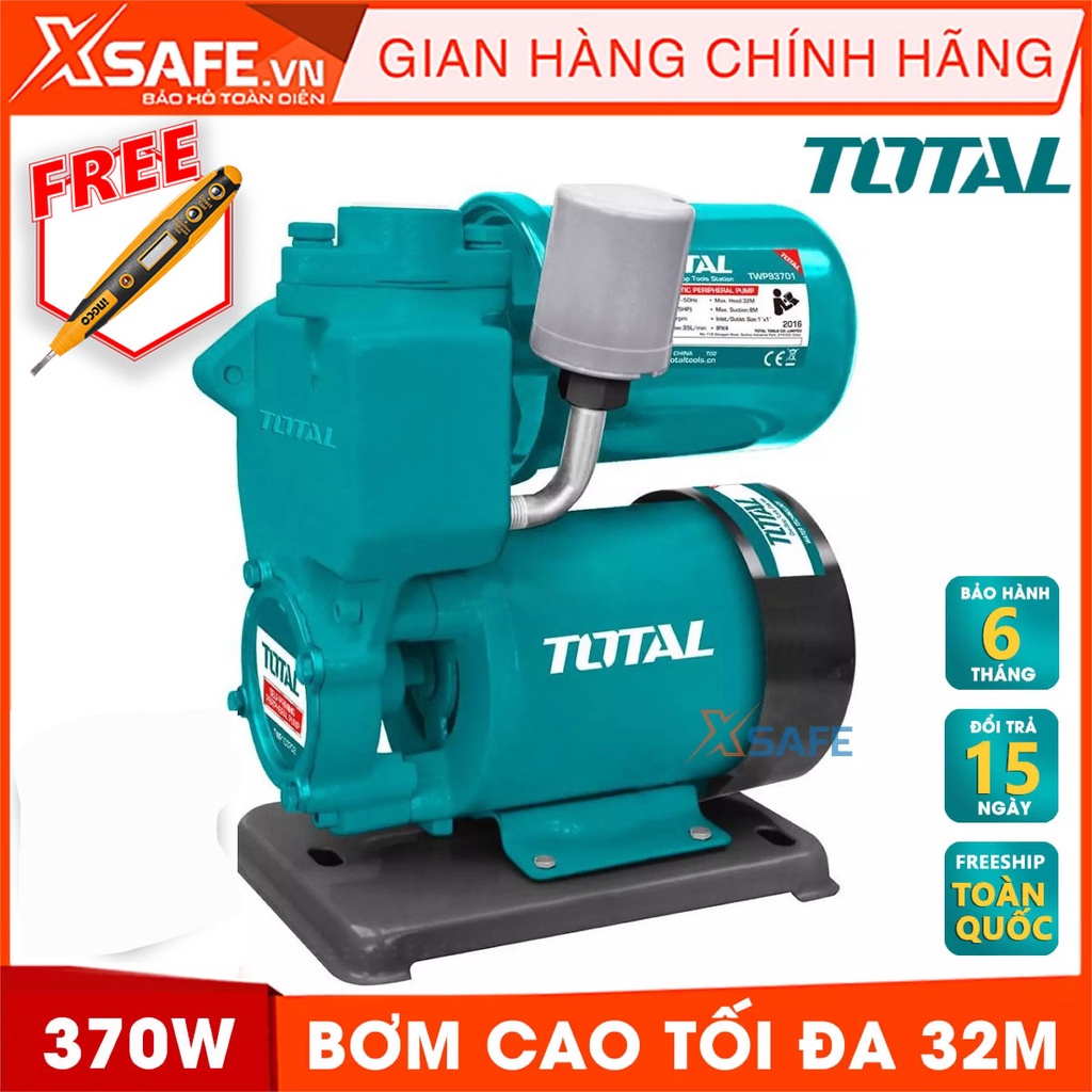 Máy bơm nước 370W TOTAL TWP93701 motor dây đồng Máy bơm nước Total chiều cao bơm tối đa 32m, lưu lượng tối đa 35 lít/ph