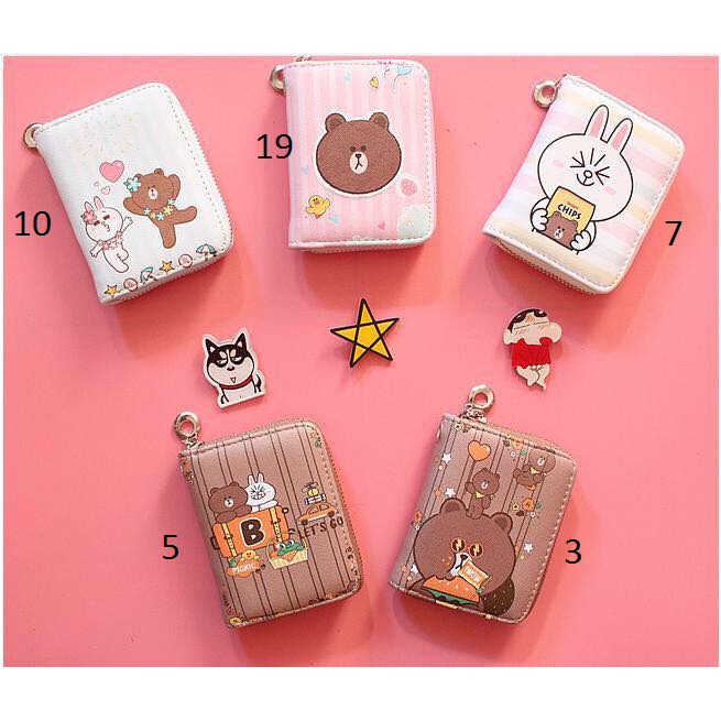 Ví tiền nữ mini cầm tay hoạ tiết hoạt hình size 10x9.5 cm Sakura Shop