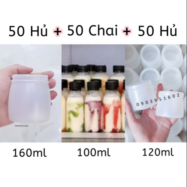 Combo 50Hủ 160ml + 50Hủ 120ml + 50Chai 100ml