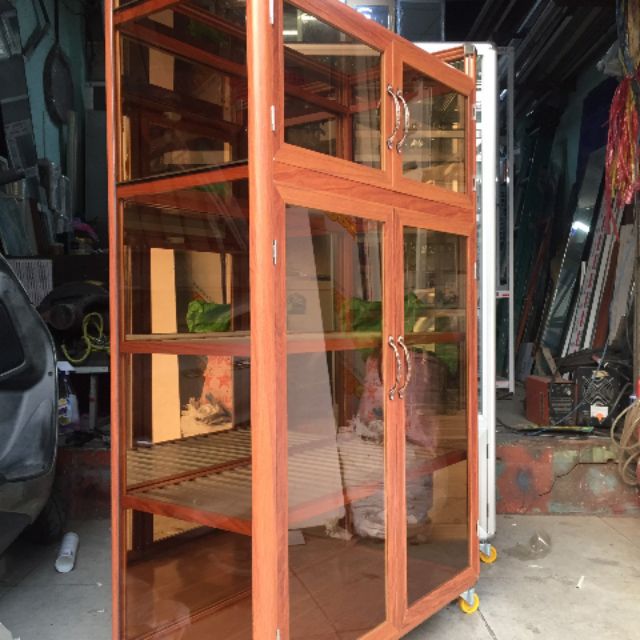 Tủ chén bát nhôm kính