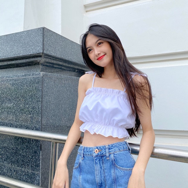 [Mã FAGREEN1505 giảm tới 30K đơn 99K] Áo croptop nhúm chun